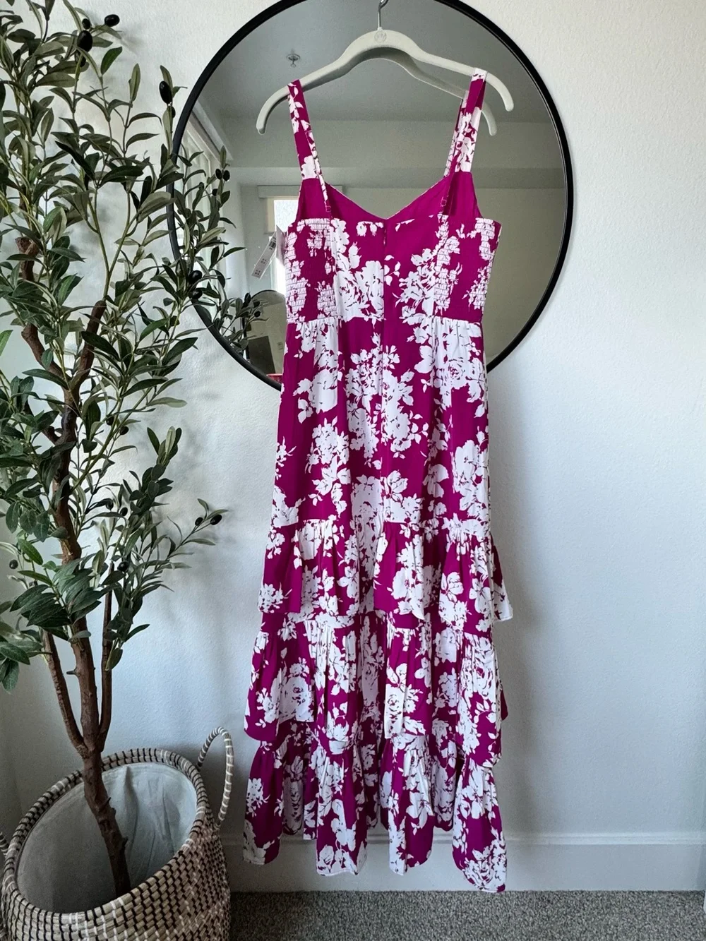 Abercrombie & Fitch Fuchsia & White Floral Tiered Maxi Party Occasion Dress M